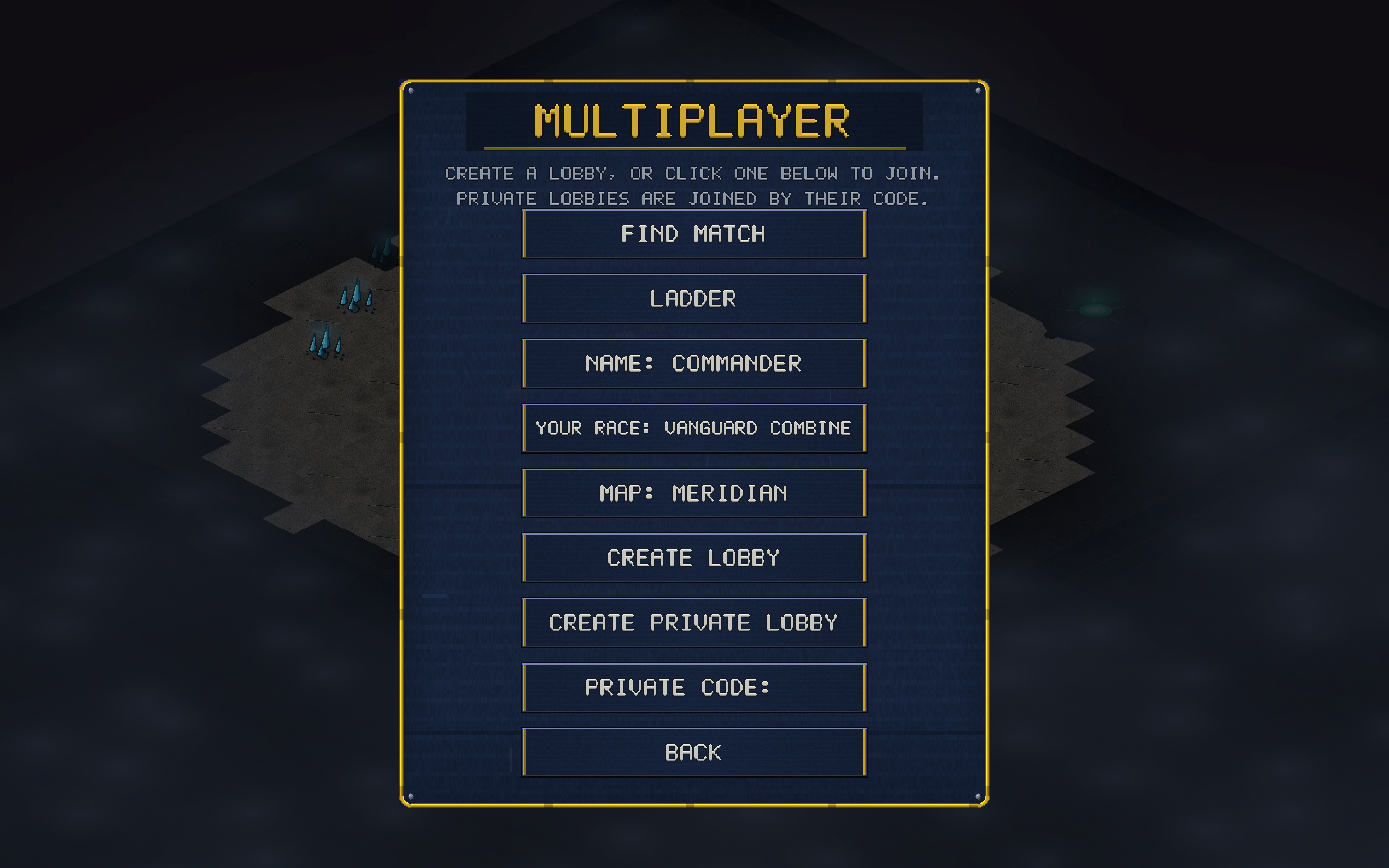 Multiplayer menu
