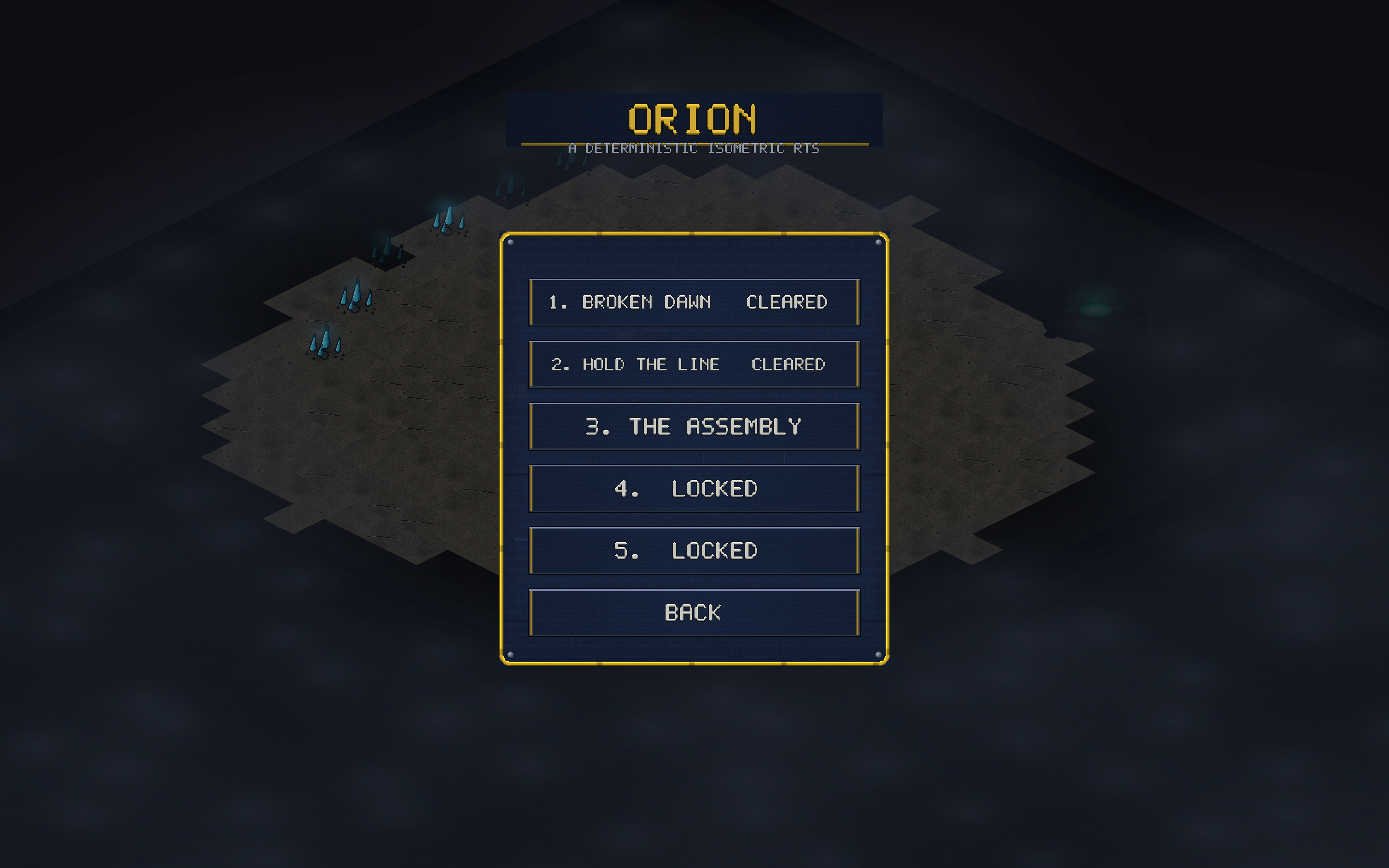 The campaign page — missions unlock in order